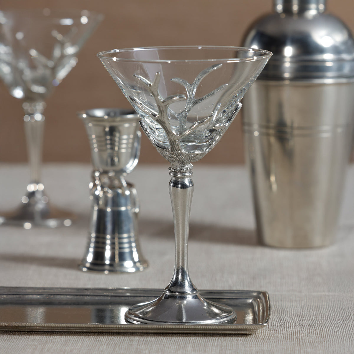 St. Moritz Pewter & Glass Martini Glass - Glass Detail | Bone & Brass