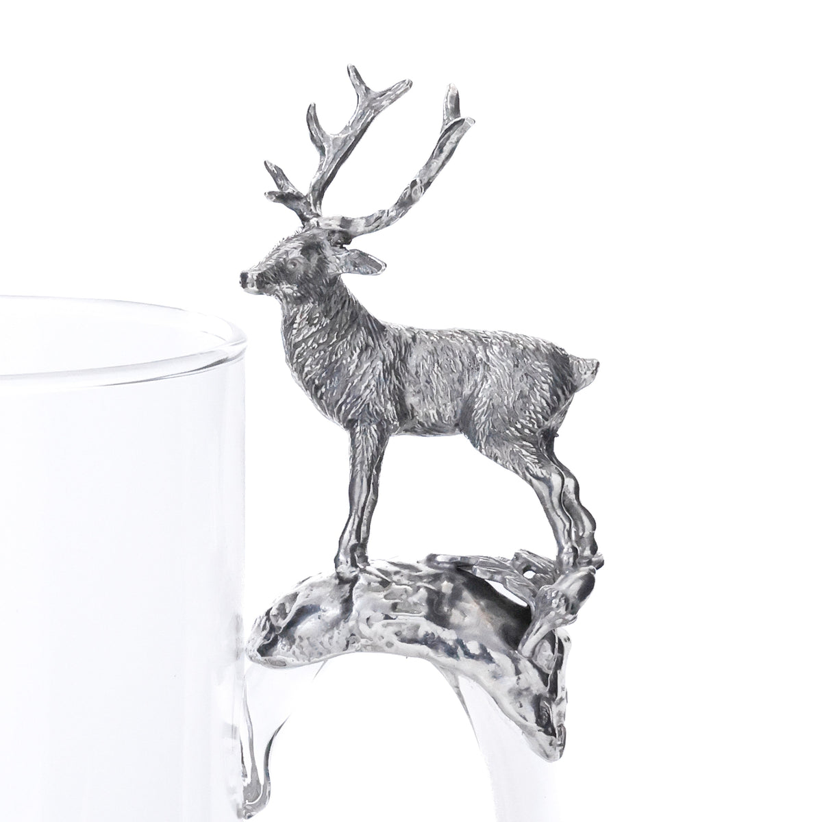 St. Moritz Pewter & Glass Pitcher - Pitcher Handle Detail | Bone & Brass