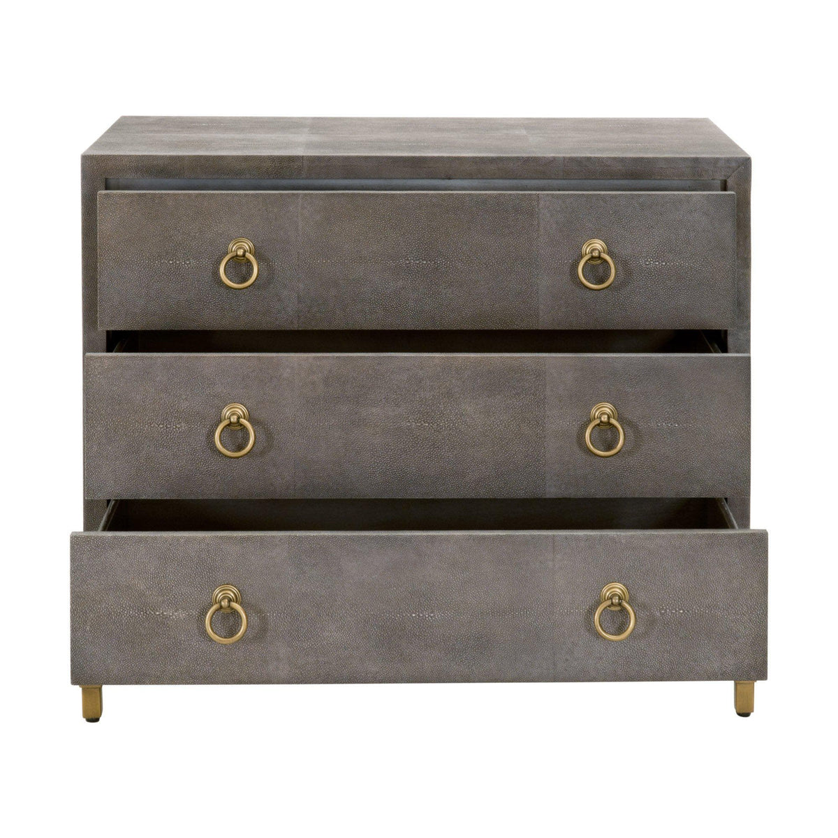Stacey Gray Shagreen 3-Drawer Nightstand - Nightstand Drawer Detail | Bone & Brass