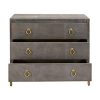 Stacey Gray Shagreen 3-Drawer Nightstand - Nightstand Drawer Detail | Bone & Brass