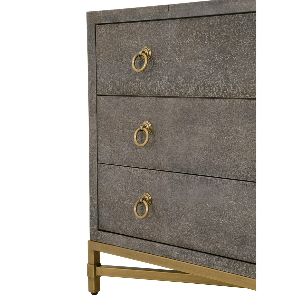 Stacey Gray Shagreen 3-Drawer Nightstand - Nightstand View | Bone & Brass