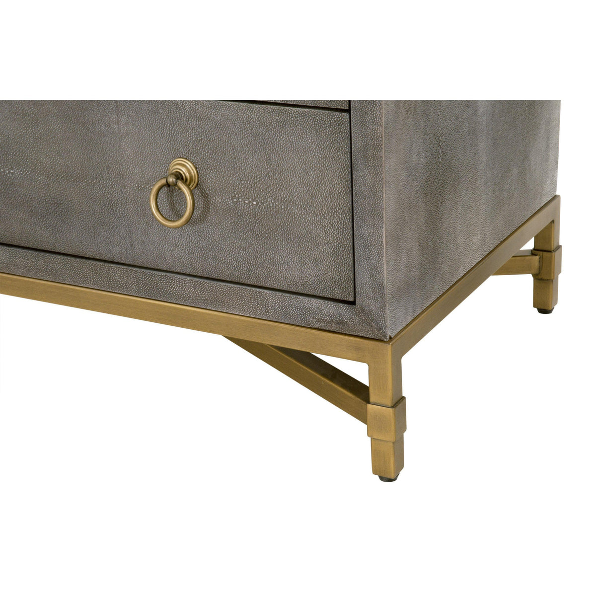 Stacey Gray Shagreen 3-Drawer Nightstand - Nightstand Side View | Bone & Brass