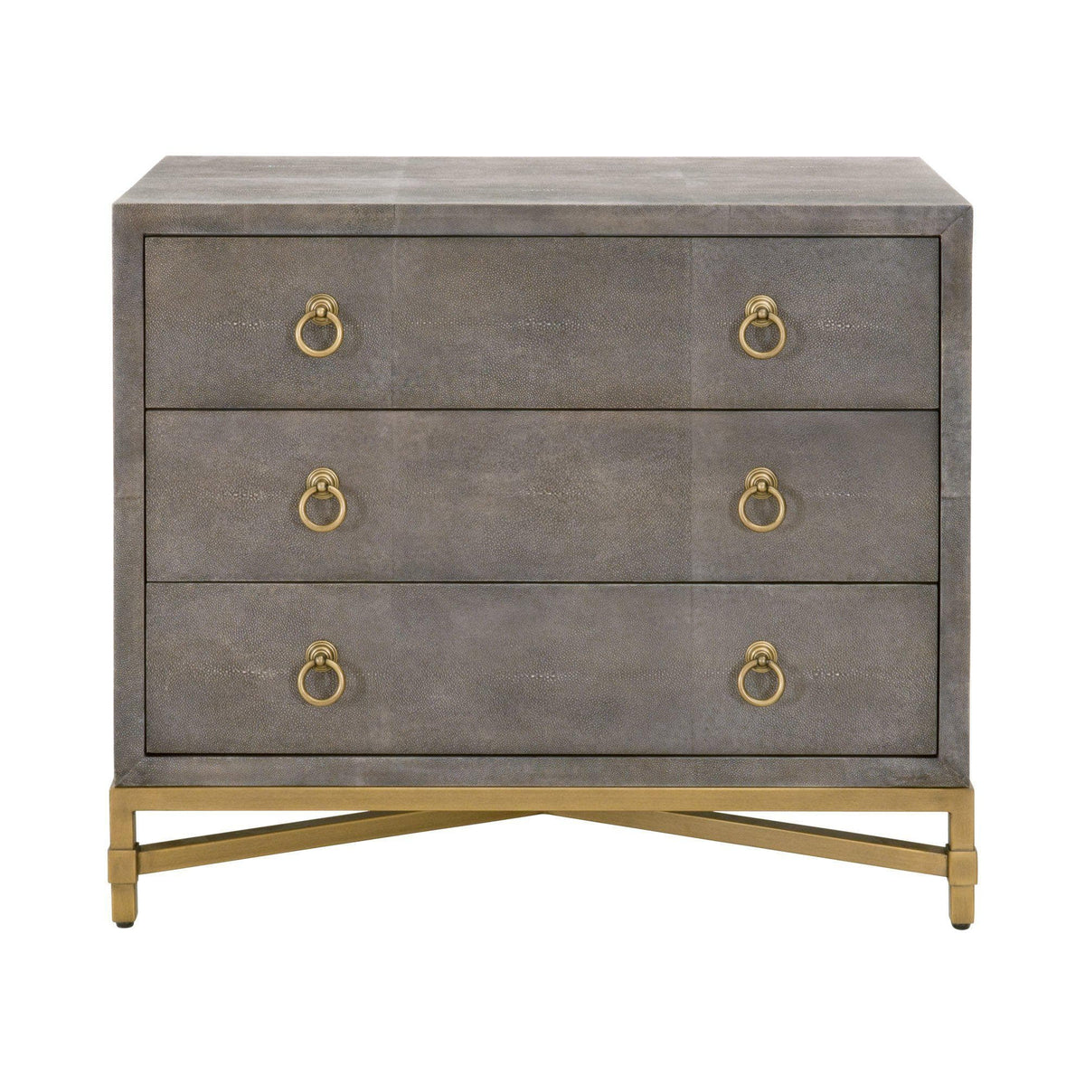 Stacey Gray Shagreen 3-Drawer Nightstand | Bone & Brass