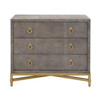 Stacey Gray Shagreen 3-Drawer Nightstand | Bone & Brass