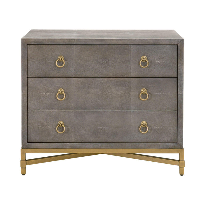 Stacey Gray Shagreen 3-Drawer Nightstand | Bone & Brass