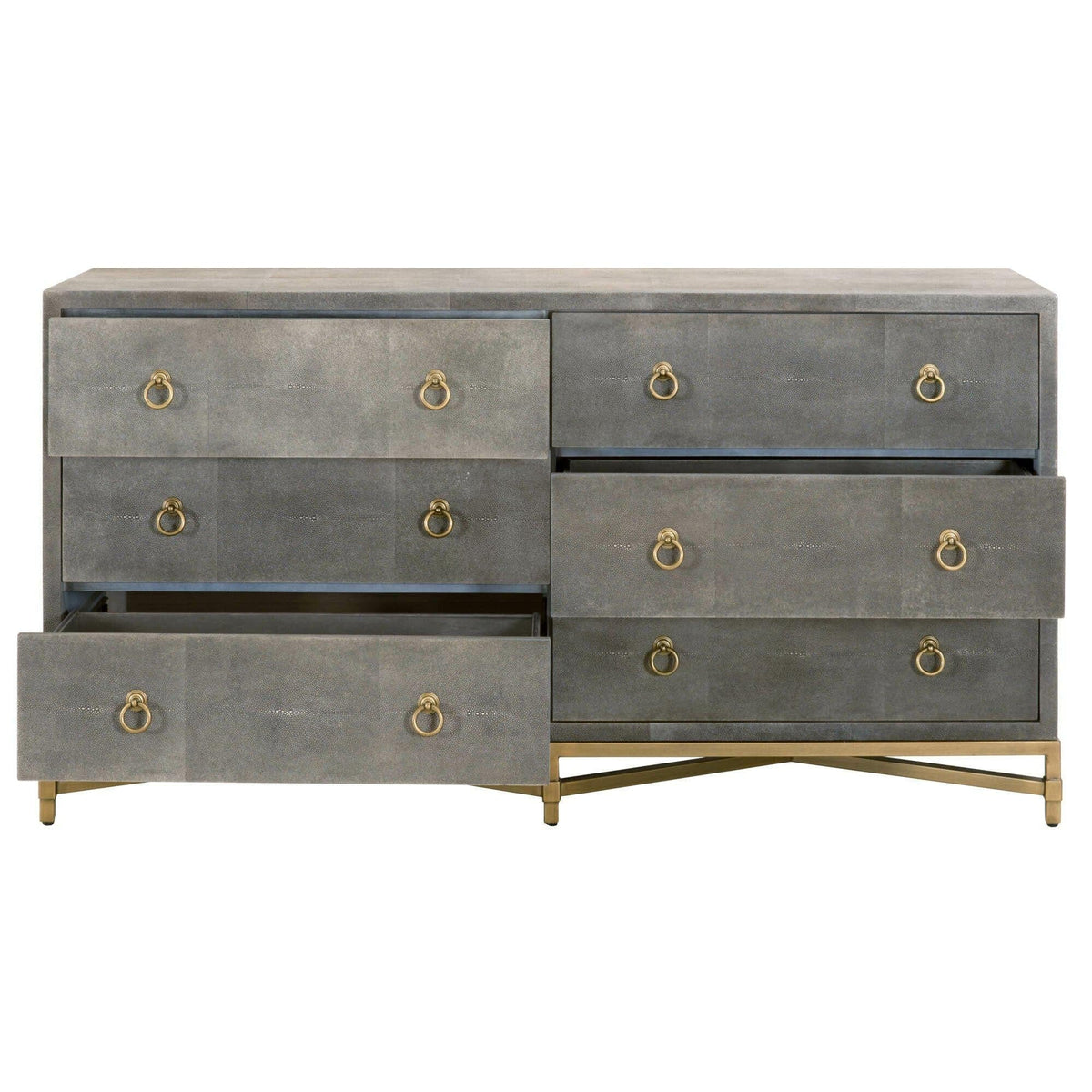 Stacey Gray Shagreen 6-Drawer Dresser - Dresser Hardware Detail | Bone & Brass