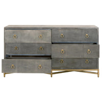 Stacey Gray Shagreen 6-Drawer Dresser - Dresser Hardware Detail | Bone & Brass
