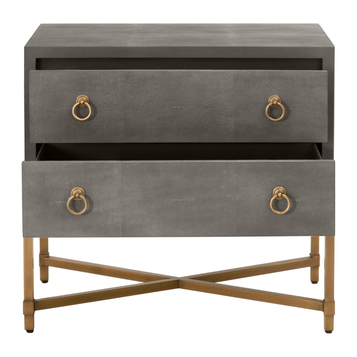 Stacey Gray Shagreen Nightstand - Nightstand Side View | Bone & Brass