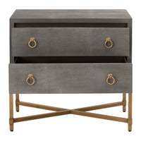 Stacey Gray Shagreen Nightstand - Nightstand Side View | Bone & Brass