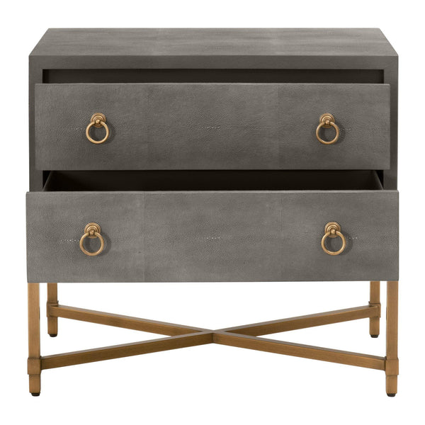 Stacey Gray Shagreen Nightstand - Nightstand Side View | Bone & Brass