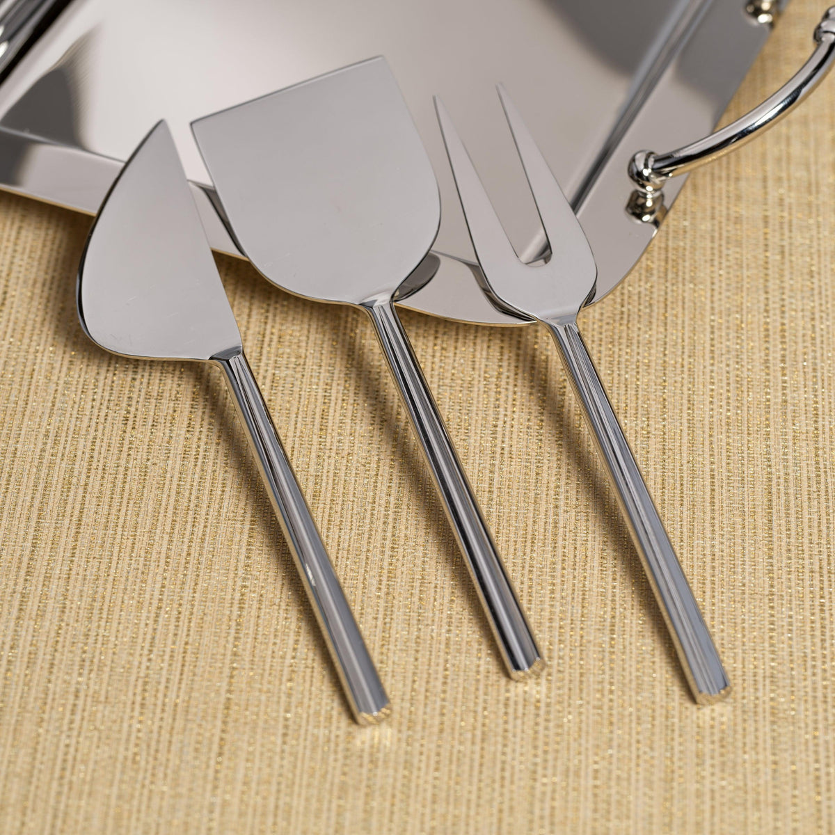 Stanley Polished Stainless Steel Cheese Knife Set - Knife Handle Detail | Bone & Brass