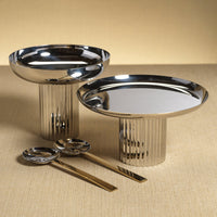 Stanley Polished Stainless Steel Footed Cake Stand - Cake Stand Detail | Bone & Brass