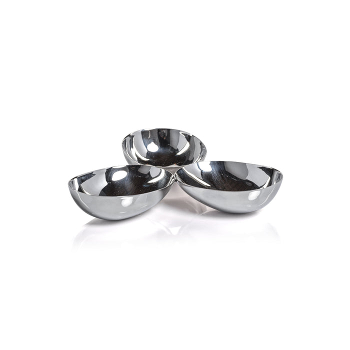 Stanley Polished Stainless Steel Triple Nut Serving Bowl | Bone & Brass