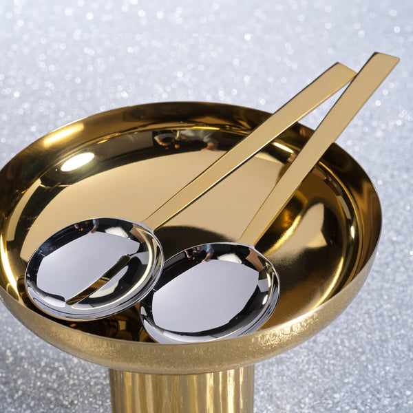Stanley Two-Tone Polished Salad Server Set - Set Detail | Bone & Brass