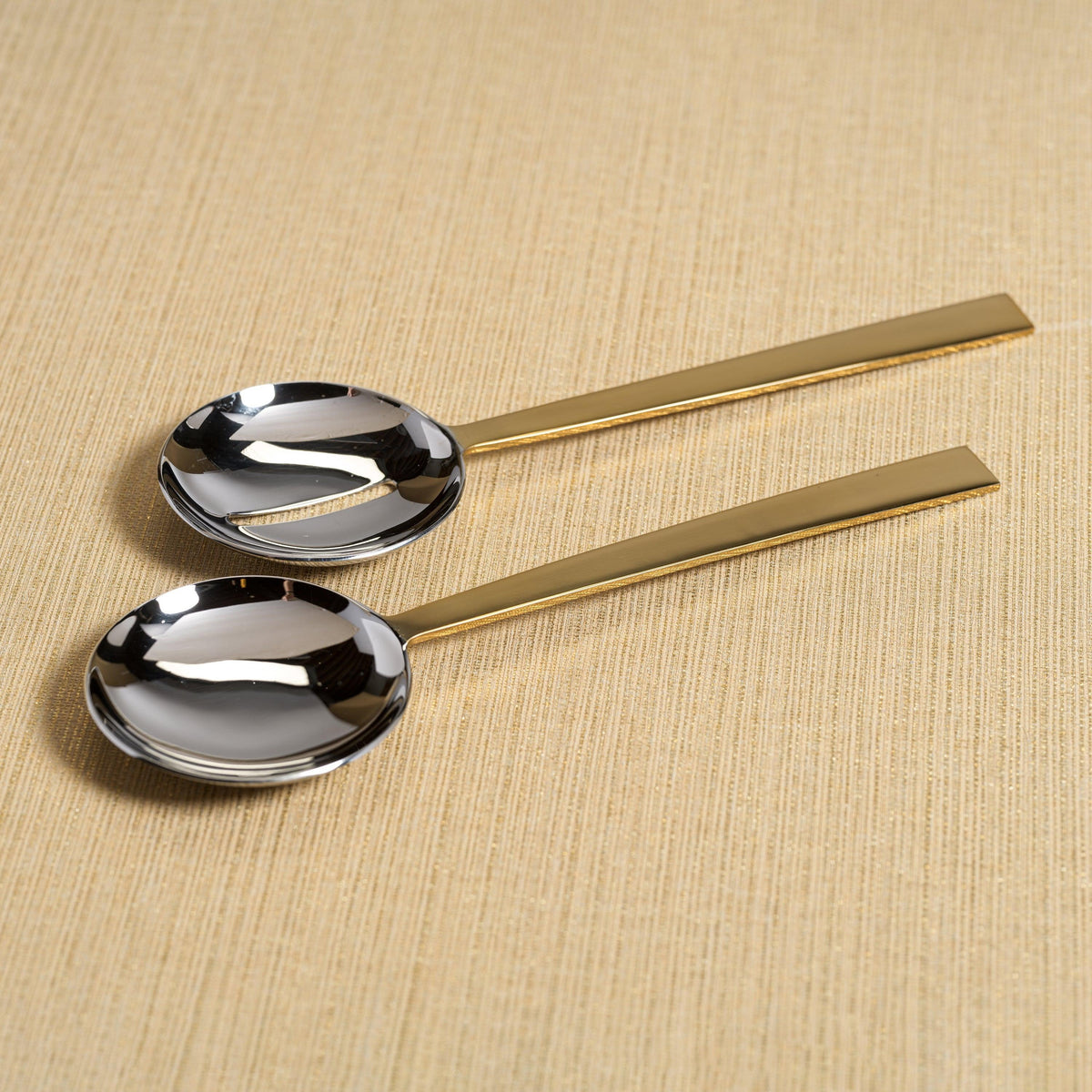 Stanley Two-Tone Polished Salad Server Set - Set Top View | Bone & Brass