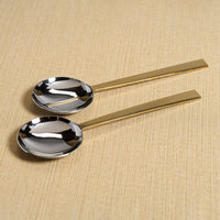 Stanley Two-Tone Polished Salad Server Set - Set Top View | Bone & Brass