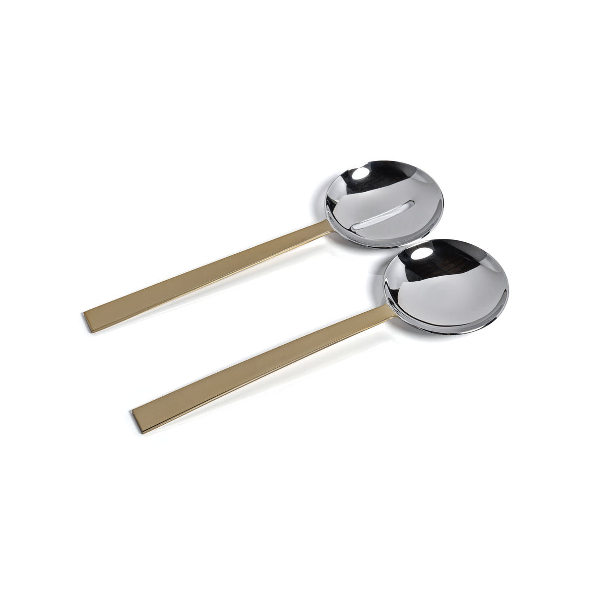 Stanley Two-Tone Polished Salad Server Set | Bone & Brass