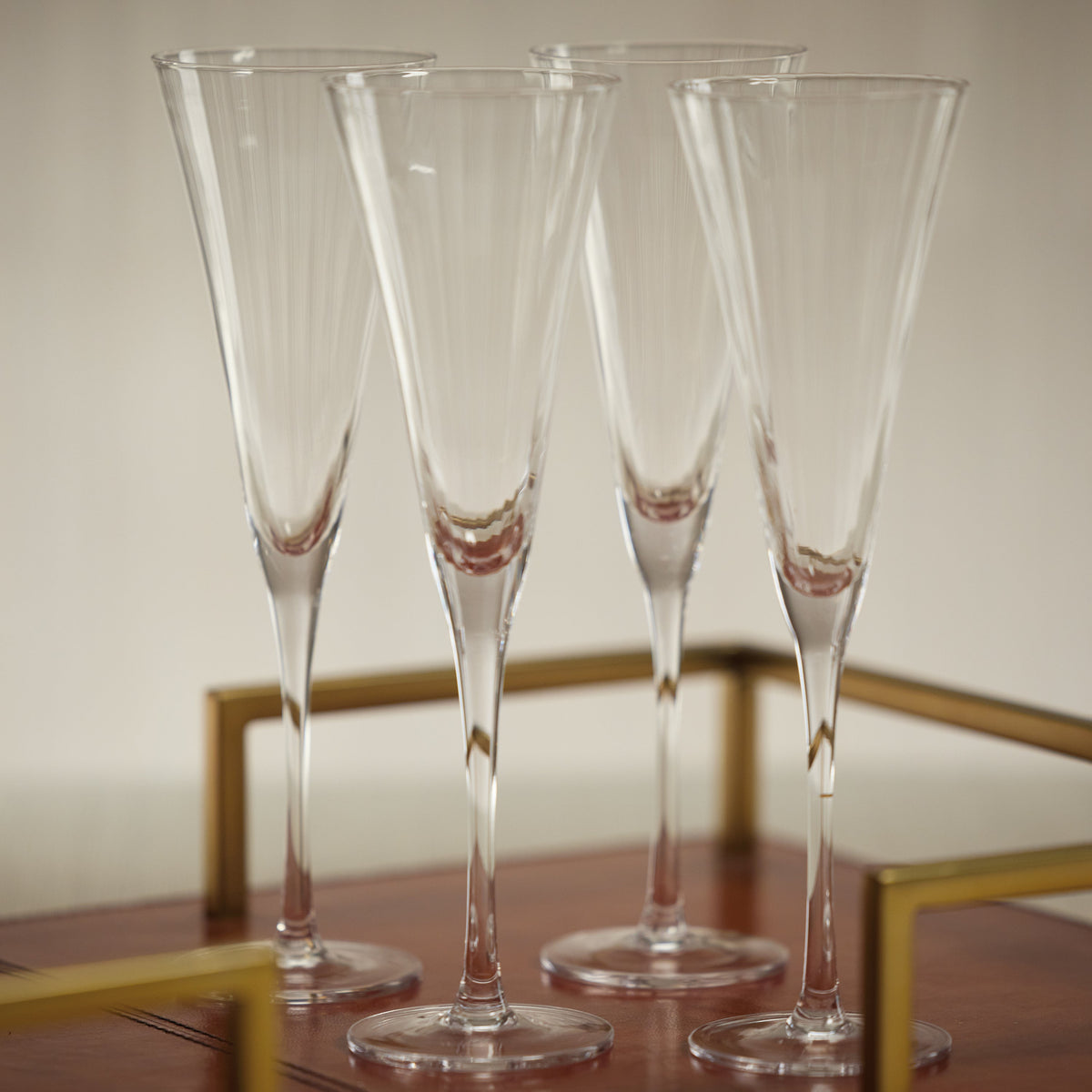 Stella Optic Champagne Flutes, Set 4 - Glass Detail | Bone & Brass