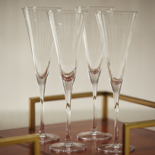 Stella Optic Champagne Flutes, Set 4 - Glass Detail | Bone & Brass