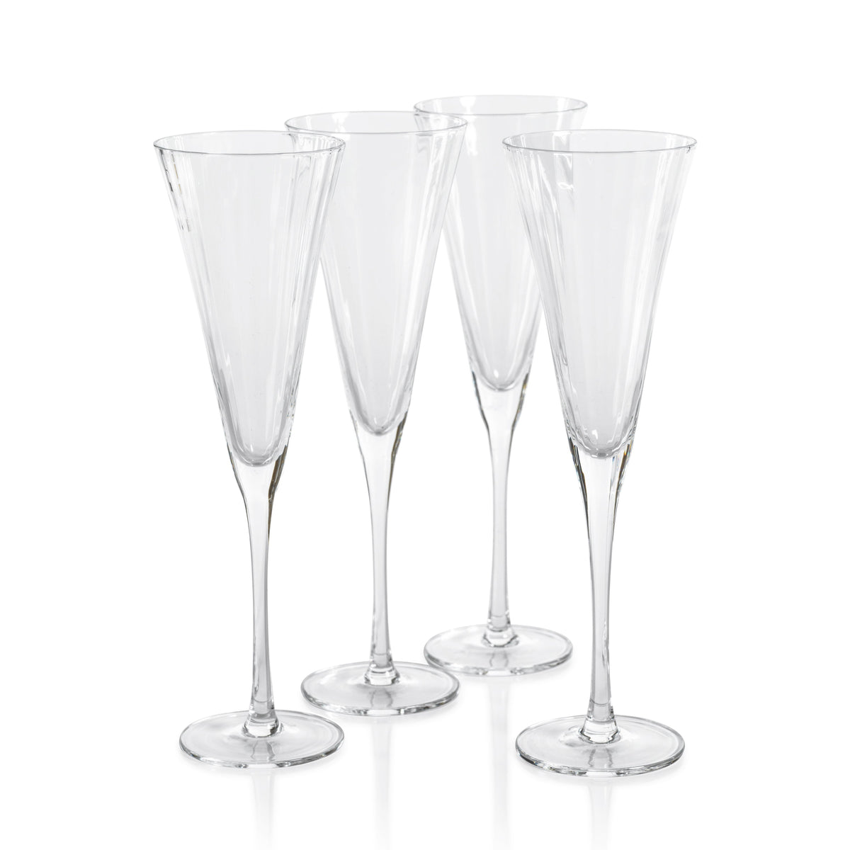 Stella Optic Champagne Flutes, Set 4 - Glass Stem Detail | Bone & Brass