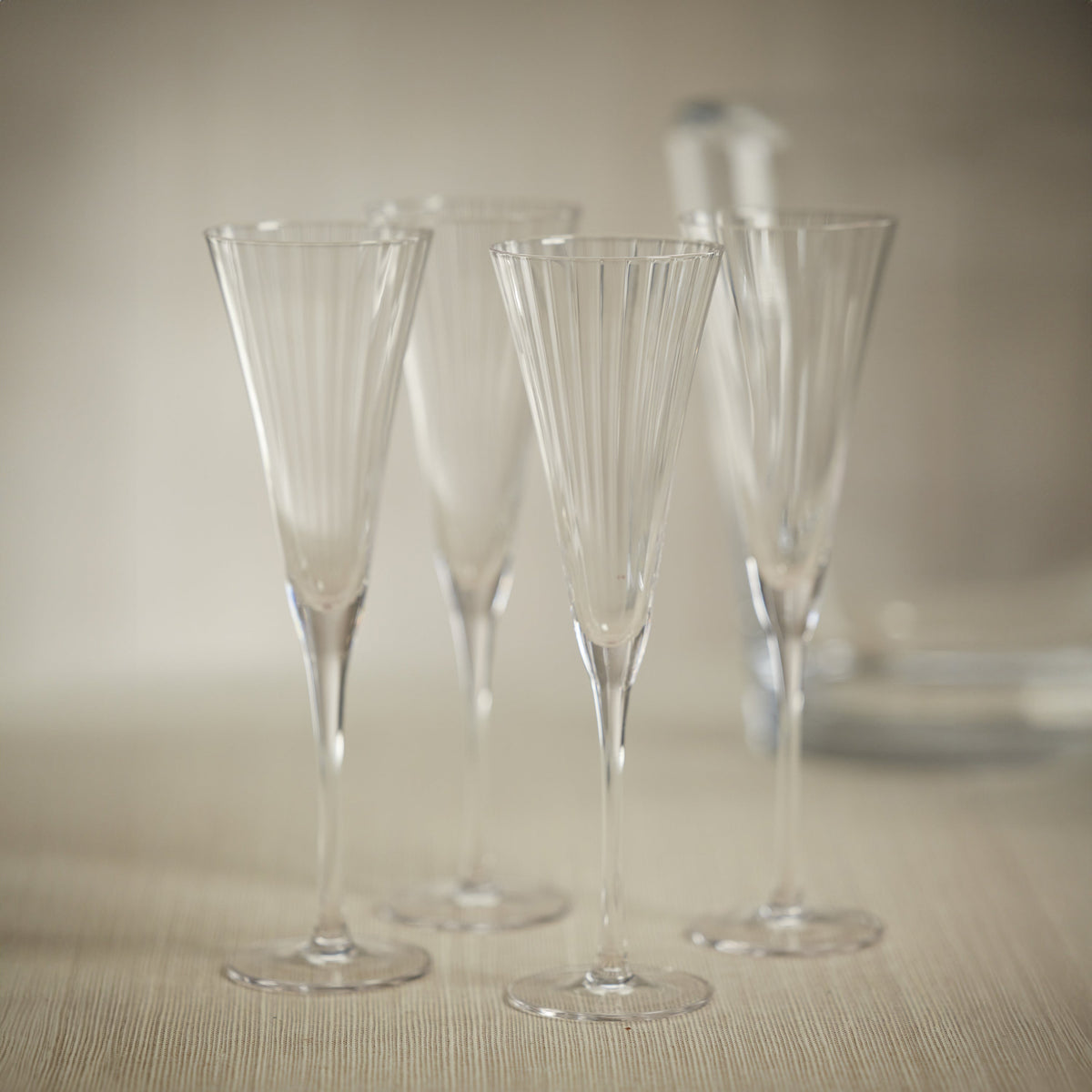 Stella Optic Champagne Flutes, Set 4 - Glass Bowl Detail | Bone & Brass