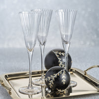 Stella Optic Champagne Flutes, Set 4 - Glass View | Bone & Brass