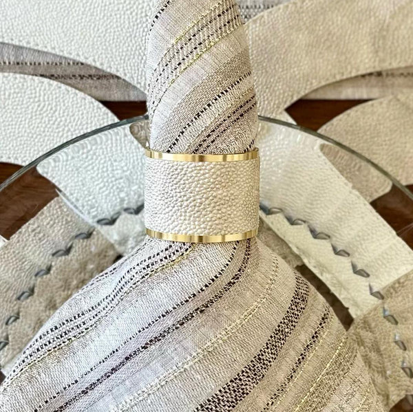 Stingray Vinyl Napkin Rings | Pearl or Gray, Set 4 - Ring Detail | Bone & Brass