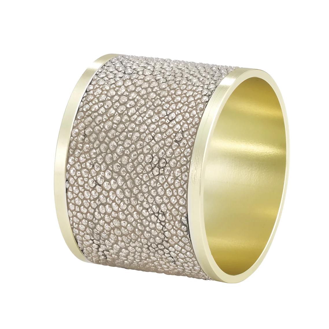 Stingray Vinyl Napkin Rings | Pearl or Gray, Set 4 - Ring Close Up | Bone & Brass
