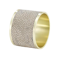 Stingray Vinyl Napkin Rings | Pearl or Gray, Set 4 - Ring Close Up | Bone & Brass