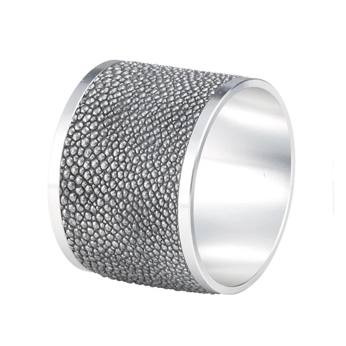 Stingray Vinyl Napkin Rings | Pearl or Gray, Set 4 | Bone & Brass