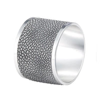 Stingray Vinyl Napkin Rings | Pearl or Gray, Set 4 | Bone & Brass