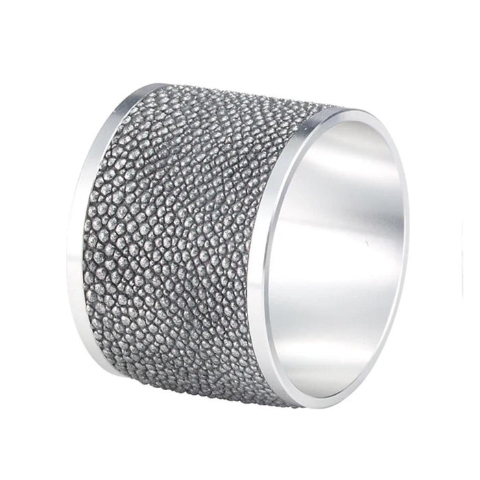 Stingray Vinyl Napkin Rings | Pearl or Gray, Set 4 | Bone & Brass