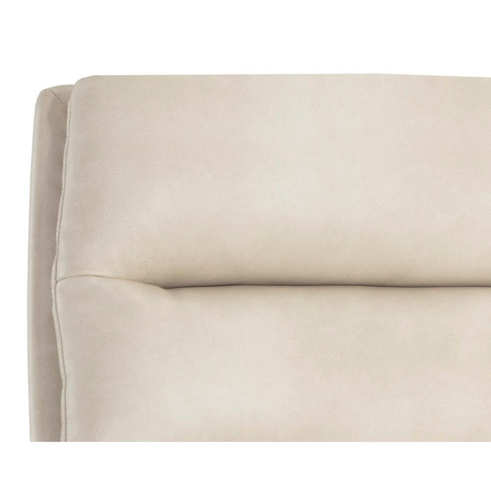 Stinson Cream Leather & Teak Office Chair - Chair Side View | Bone & Brass