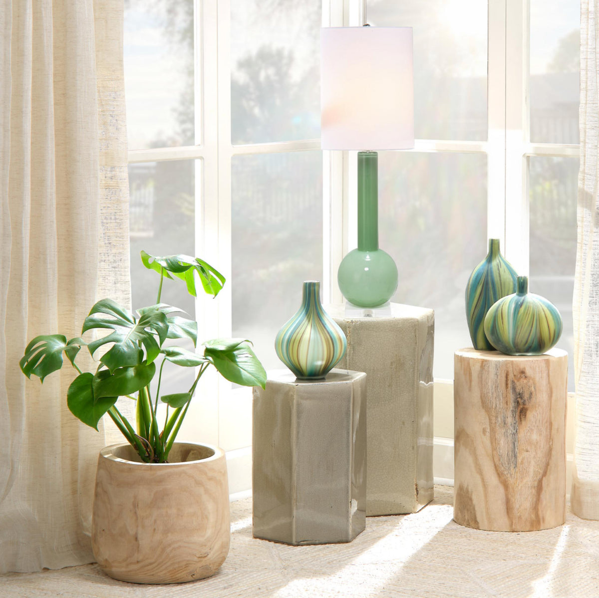 Studio Table Lamp Leaf Green Glass - Lamp Detail | Bone & Brass