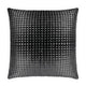Luxury 24x24 inch black polyester viscose throw pillow with a textured grid pattern and feather down insert.
