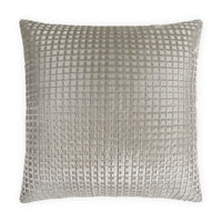 Luxury 24x24 inch grey polyester viscose throw pillow with a textured grid pattern.
