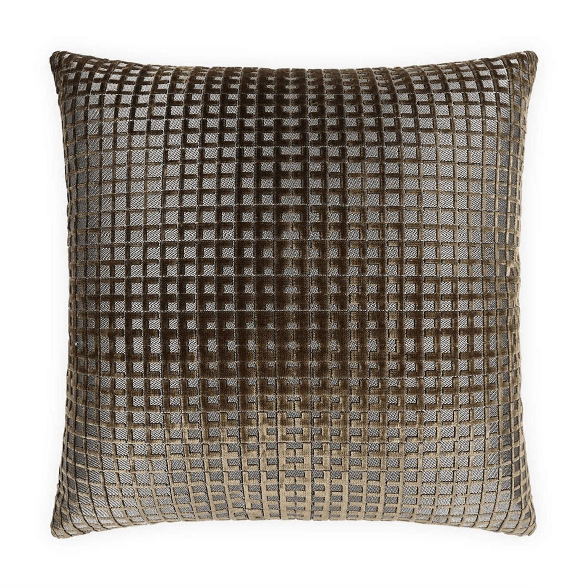 Luxury 24" x 24" Success decorative throw pillow with a textured brown and gray grid pattern.