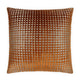 Luxury 24" square throw pillow with a textured orange and silver geometric grid pattern.