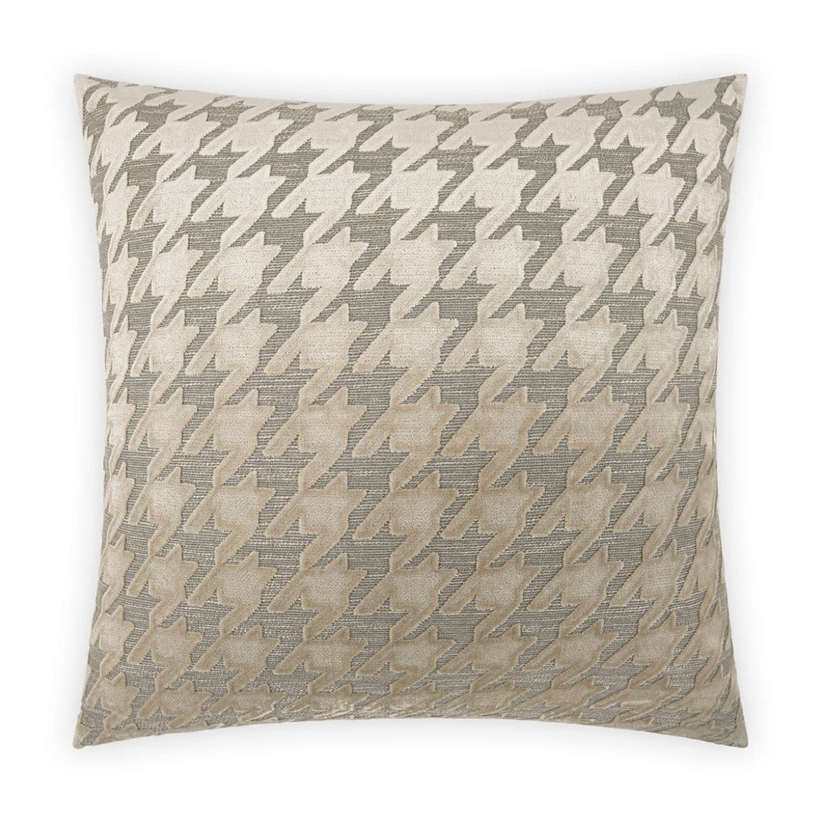 Beige Mist throw pillow with a subtle houndstooth pattern, 24x24, cotton front, tailored finish.