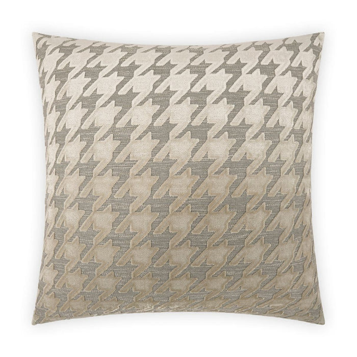 Beige Mist throw pillow with a subtle houndstooth pattern, 24x24, cotton front, tailored finish.