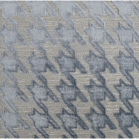 Blue Mist throw pillow with a textured houndstooth pattern in varying shades of blue and gray cotton.