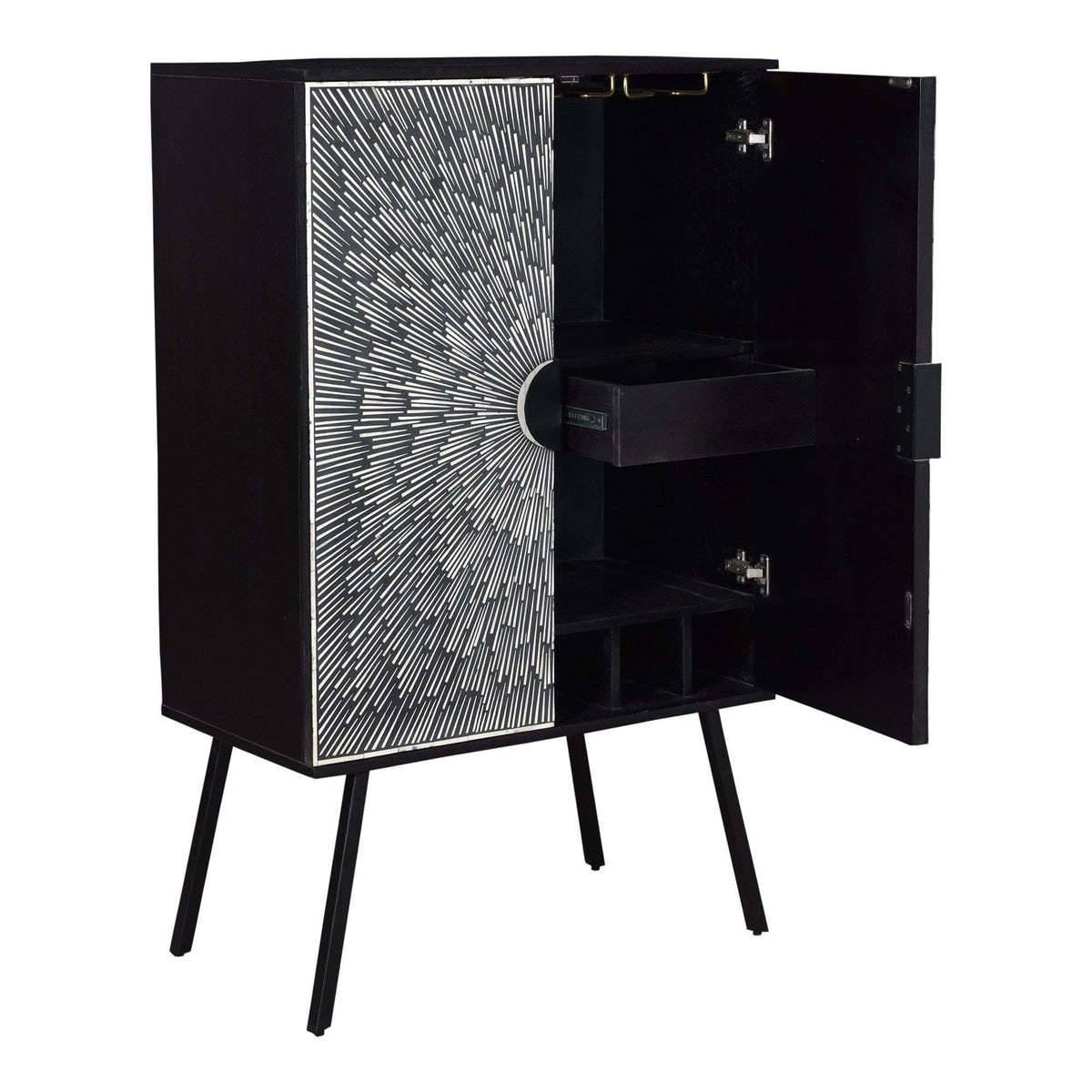Sunburst Wine Cabinet - Bar Cart Detail | Bone & Brass