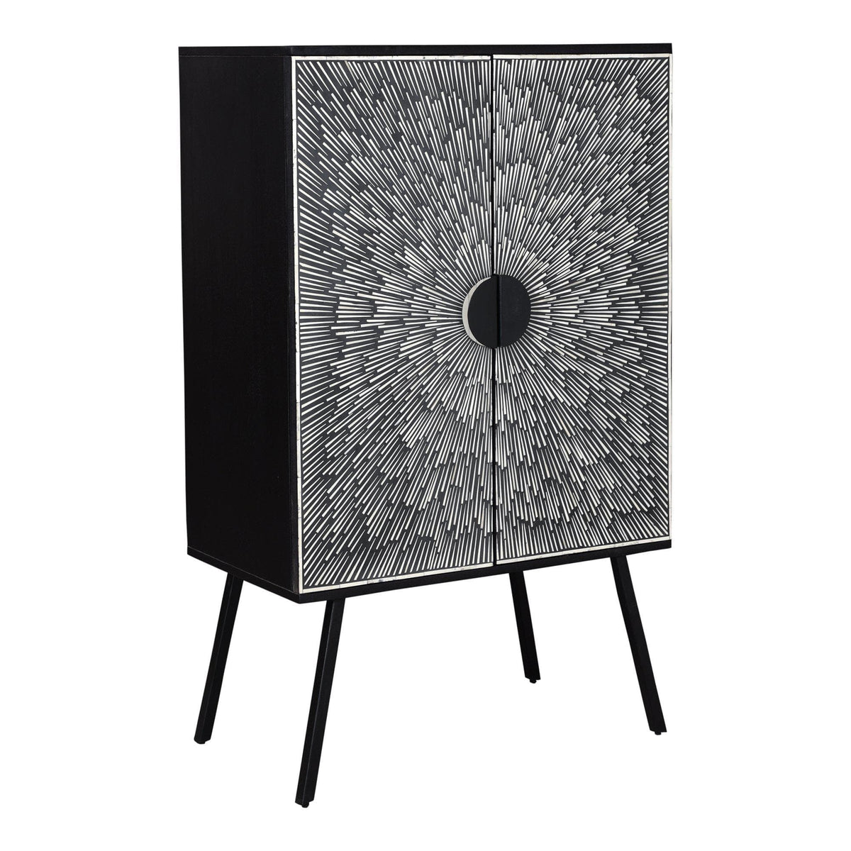 Sunburst Wine Cabinet - Bar Cart Shelf Detail | Bone & Brass