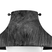 Surfside Ebony wood flush mount light with a textured, dark wood shade and a white milk glass globe.
