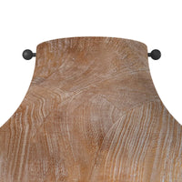Surfside natural wood flush mount with visible grain texture and dark metal accents.