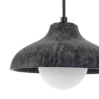 Surfside ebony wood pendant with white-washed grain texture and a milk glass globe.
