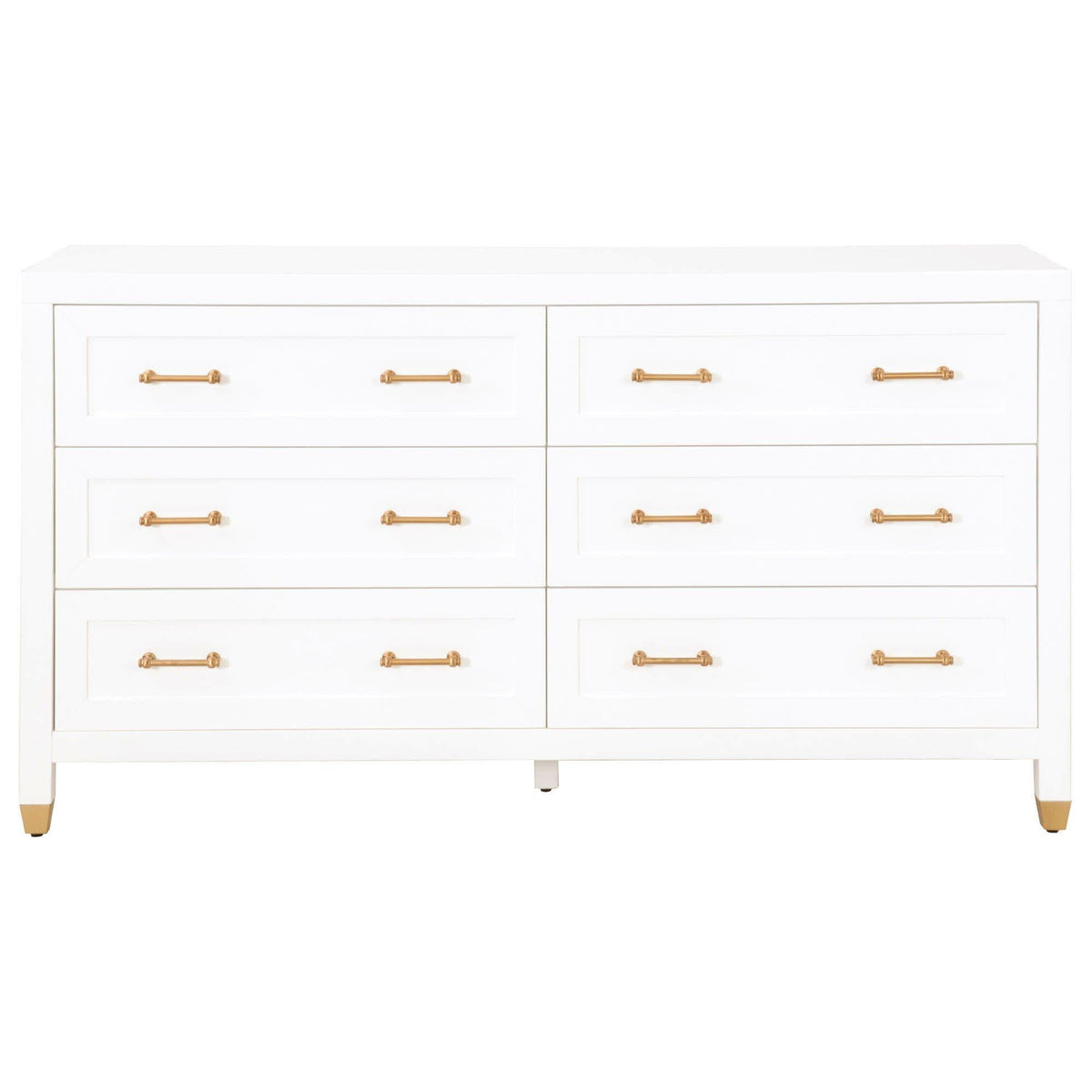 Suzy White & Brass Double Dresser - Dresser Hardware Detail | Bone & Brass