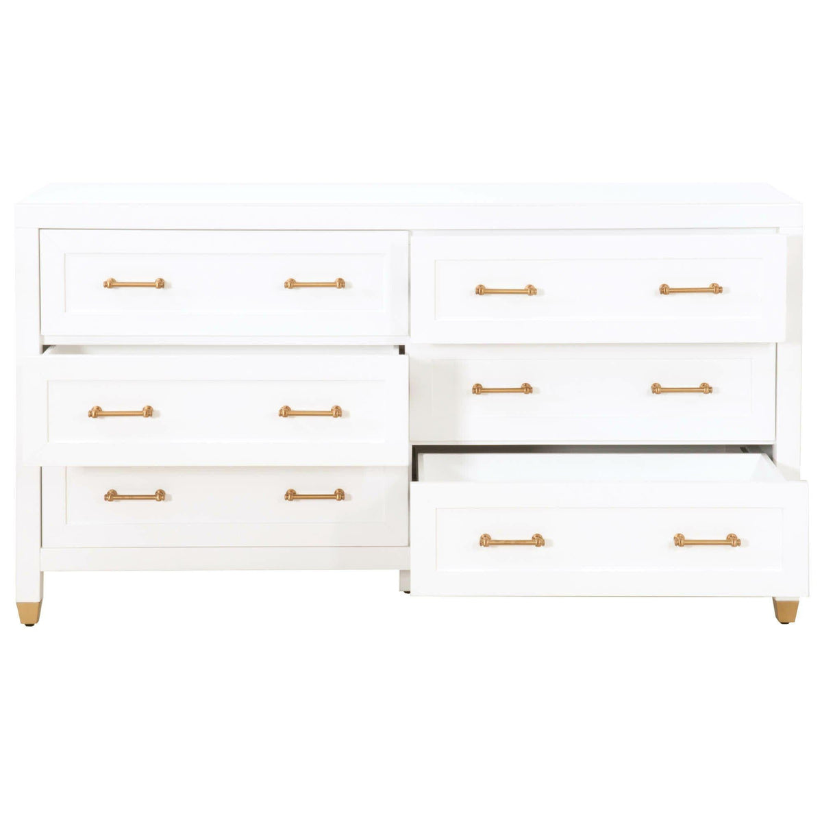 Suzy White & Brass Double Dresser - Dresser View | Bone & Brass