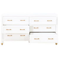 Suzy White & Brass Double Dresser - Dresser View | Bone & Brass