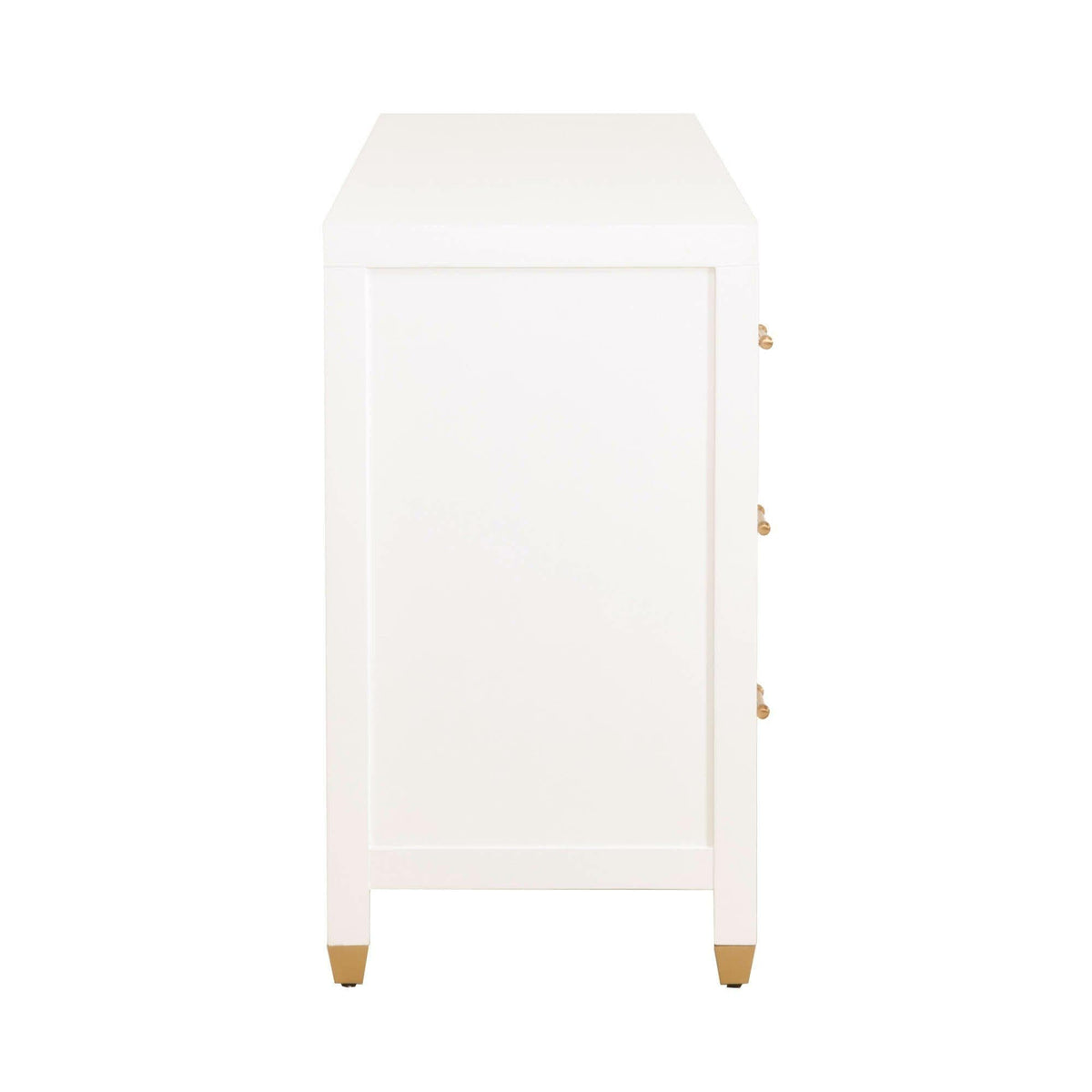 Suzy White & Brass Double Dresser - Dresser Side View | Bone & Brass